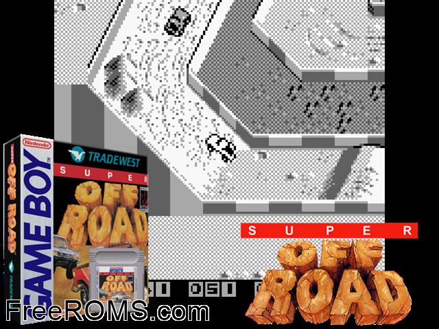 Super Off Road Gameboy Color game showing 3D box cover and gameplay screenshot