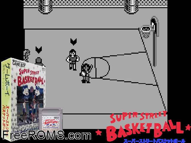 Super Street Basketball (Japan) Gameboy Color game showing 3D box cover and gameplay screenshot