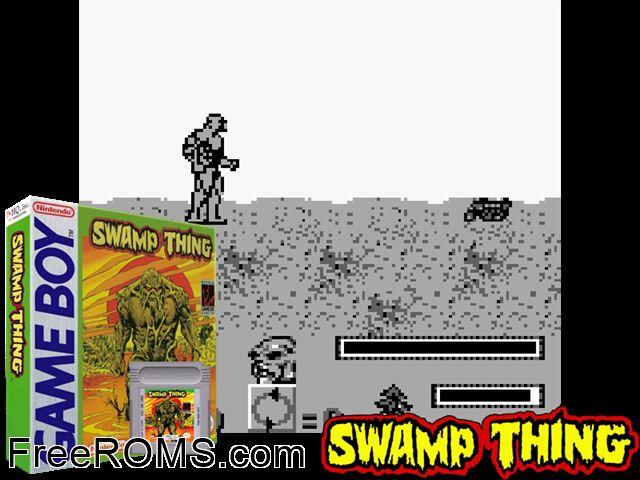 Swamp Thing Gameboy Color game showing 3D box cover and gameplay screenshot