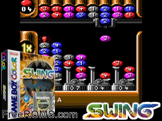 Swing (Germany) Gameboy Color game showing 3D box cover and gameplay screenshot