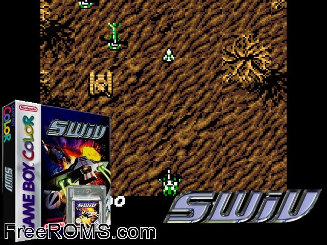 Swiv Gameboy Color game showing 3D box cover and gameplay screenshot