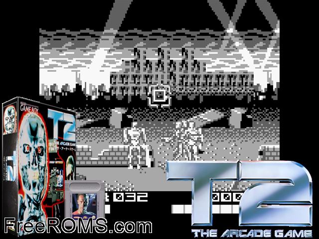 T2 - The Arcade Game (Japan) Gameboy Color game showing 3D box cover and gameplay screenshot