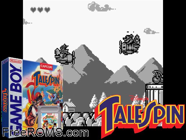 Tale Spin Gameboy Color game showing 3D box cover and gameplay screenshot