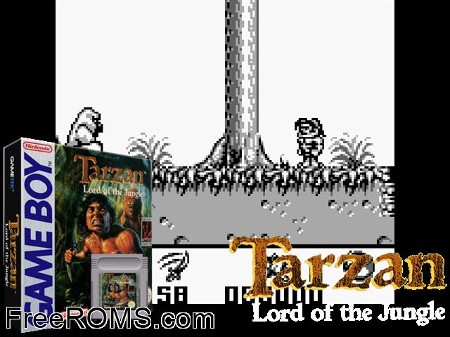 Tarzan Gameboy Color game showing 3D box cover and gameplay screenshot
