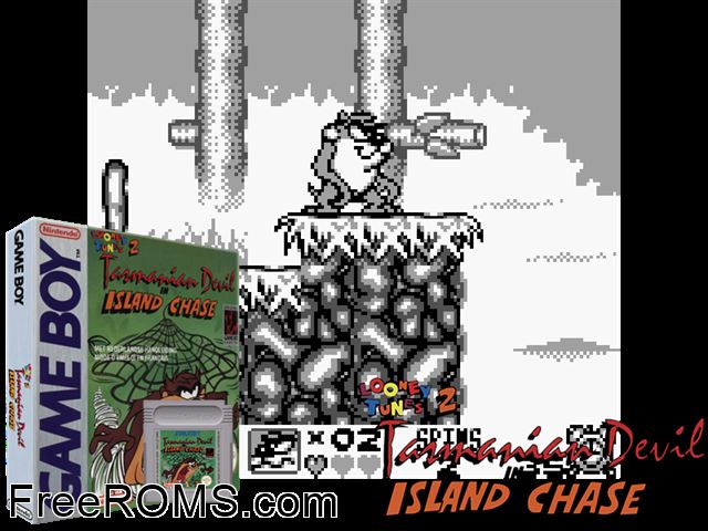 Taz-Mania Gameboy Color game showing 3D box cover and gameplay screenshot