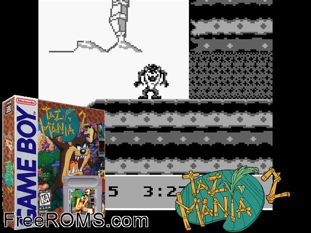 Taz-Mania 2 Gameboy Color game showing 3D box cover and gameplay screenshot