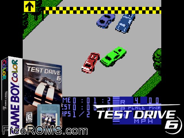 Test Drive 6 Gameboy Color game showing 3D box cover and gameplay screenshot