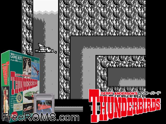 Thunderbirds (Japan) Gameboy Color game showing 3D box cover and gameplay screenshot