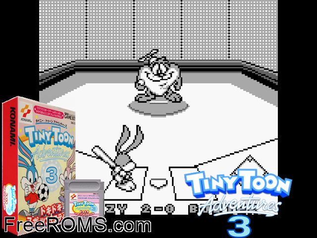 Tiny Toon Adventures 3 (Japan) Gameboy Color game showing 3D box cover and gameplay screenshot