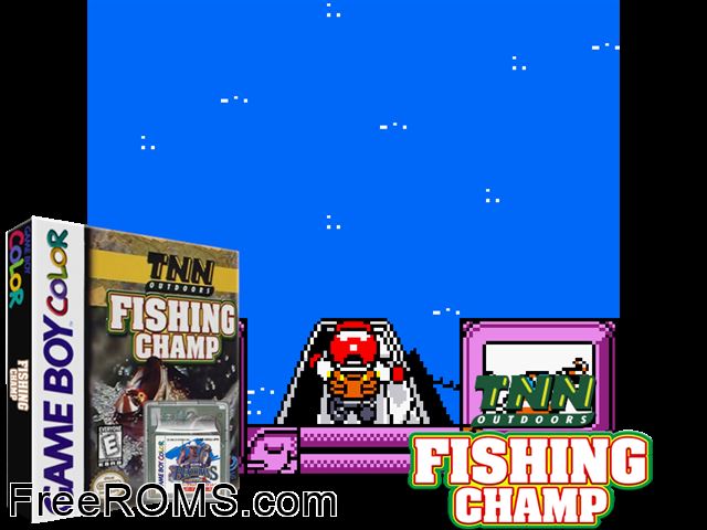 Tnn Outdoors Fishing Champ Gameboy Color game showing 3D box cover and gameplay screenshot
