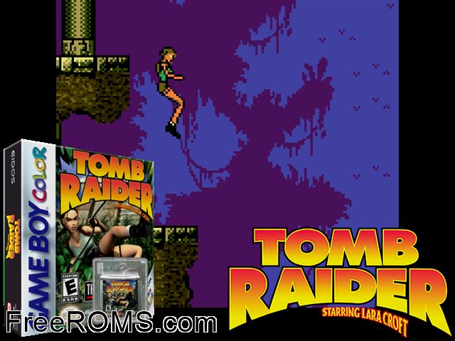 Tomb Raider (Beta) (Italian) Gameboy Color game showing 3D box cover and gameplay screenshot