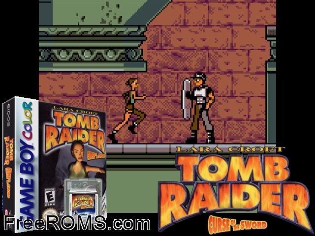 Tomb Raider 2 Gameboy Color game showing 3D box cover and gameplay screenshot