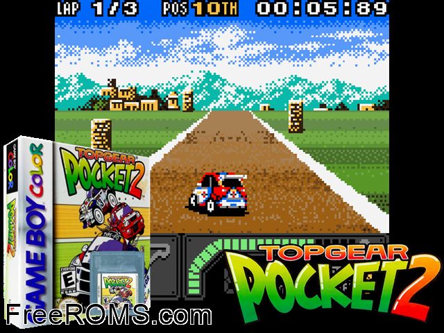 Top Gear Rally 2 Gameboy Color game showing 3D box cover and gameplay screenshot