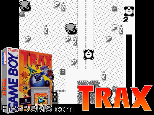 Trax Gameboy Color game showing 3D box cover and gameplay screenshot