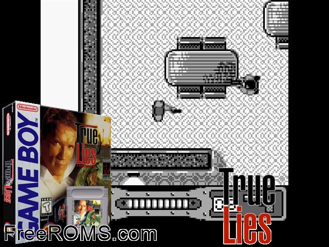 True Lies Gameboy Color game showing 3D box cover and gameplay screenshot