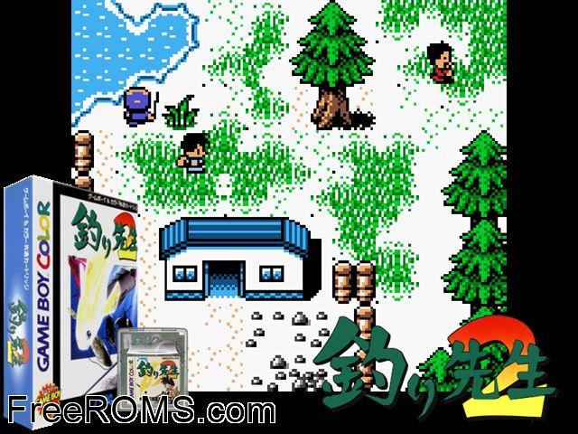 Tsuri Sensei 2 (Japan) Gameboy Color game showing 3D box cover and gameplay screenshot