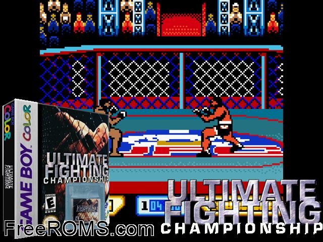 Ultimate Fighting Championship Gameboy Color game showing 3D box cover and gameplay screenshot