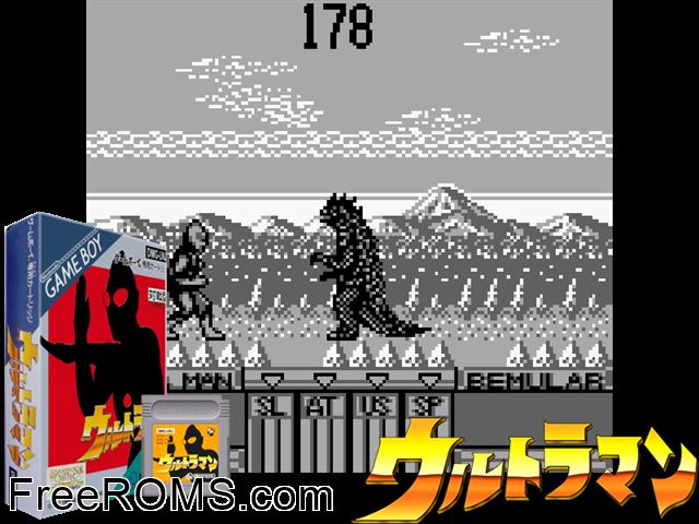 Ultraman (Japan) Gameboy Color game showing 3D box cover and gameplay screenshot