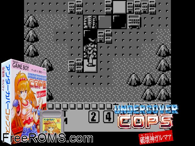 Undercover Cops Gaiden - Hakaishin Garumaa (Japan) Gameboy Color game showing 3D box cover and gameplay screenshot