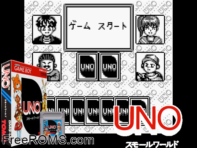 Uno - Small World (Japan) Gameboy Color game showing 3D box cover and gameplay screenshot