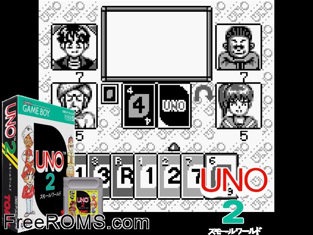 Uno 2 - Small World (Japan) Gameboy Color game showing 3D box cover and gameplay screenshot