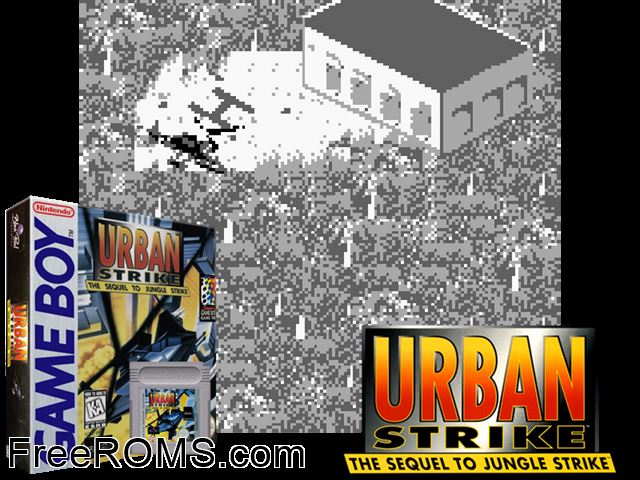 Urban Strike Gameboy Color game showing 3D box cover and gameplay screenshot
