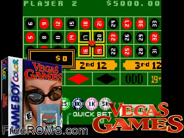 Vegas Games Gameboy Color game showing 3D box cover and gameplay screenshot