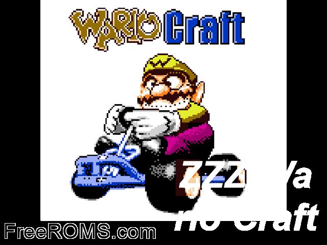 Wario Craft (Public Domain) Gameboy Color game showing 3D box cover and gameplay screenshot