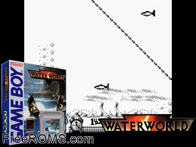 Water World Gameboy Color game showing 3D box cover and gameplay screenshot