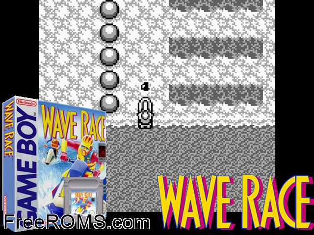 Wave Race Gameboy Color game showing 3D box cover and gameplay screenshot
