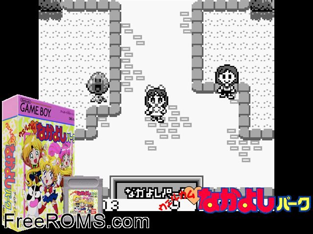 Welcome Nakayoshi Park (Japan) Gameboy Color game showing 3D box cover and gameplay screenshot