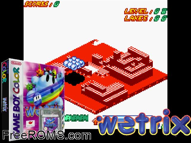Wetrix Gb Gameboy Color game showing 3D box cover and gameplay screenshot