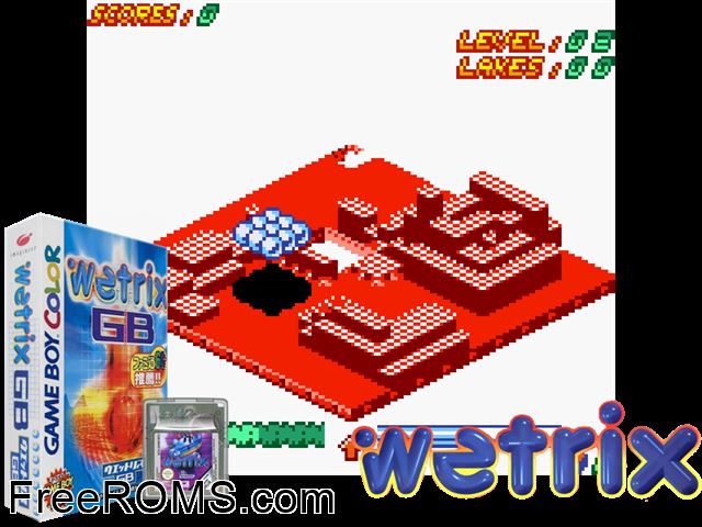 Wetrix Gb (Japan) Gameboy Color game showing 3D box cover and gameplay screenshot