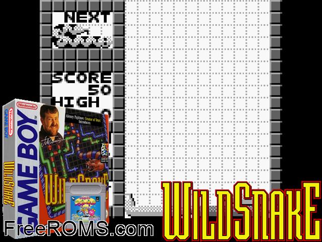 Wild Snake Gameboy Color game showing 3D box cover and gameplay screenshot