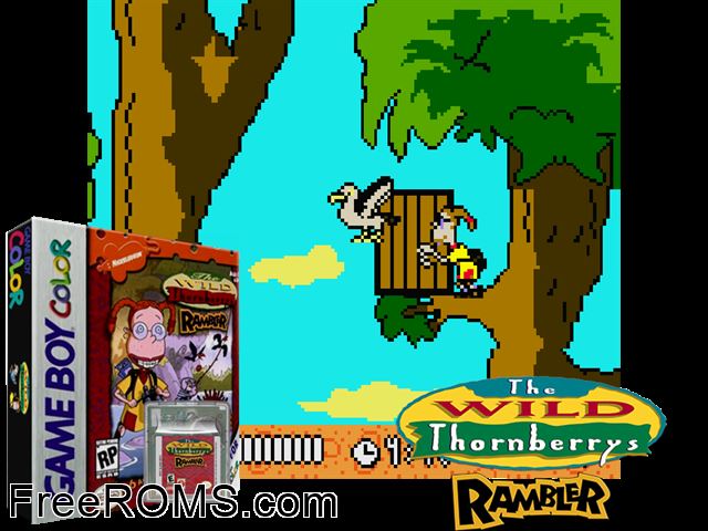 Wild Thornberrys, The - Rambler Gameboy Color game showing 3D box cover and gameplay screenshot