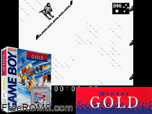Winter Gold Gameboy Color game showing 3D box cover and gameplay screenshot