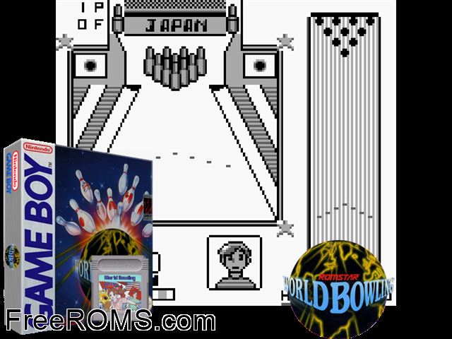 World Bowling Gameboy Color game showing 3D box cover and gameplay screenshot