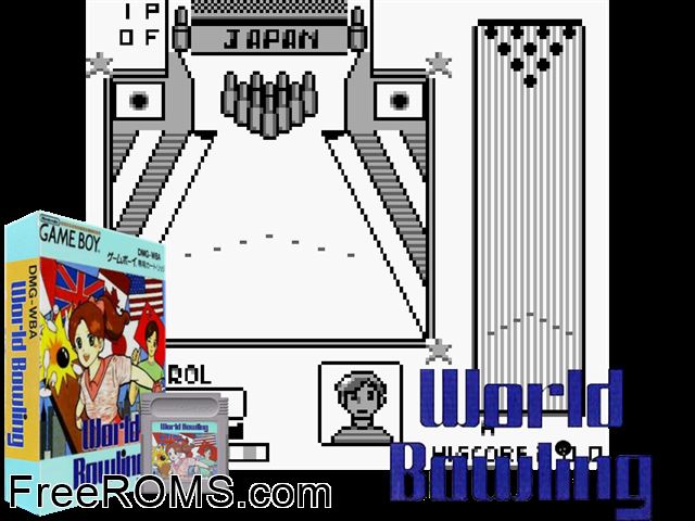 World Bowling (Japan) Gameboy Color game showing 3D box cover and gameplay screenshot