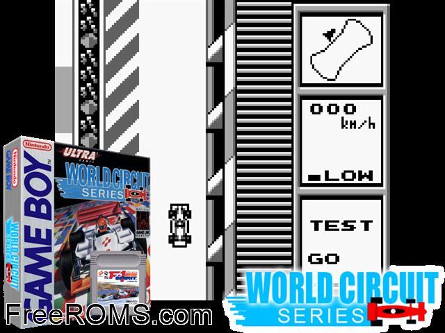 World Circuit Series Gameboy Color game showing 3D box cover and gameplay screenshot