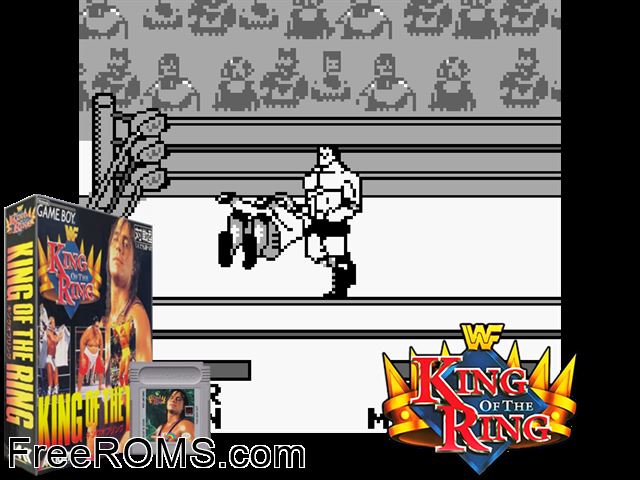 Wwf King Of The Ring (Japan) Gameboy Color game showing 3D box cover and gameplay screenshot