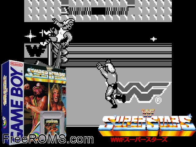 Wwf Superstars Gameboy Color game showing 3D box cover and gameplay screenshot