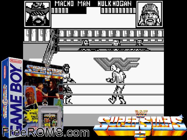 Wwf Superstars 2 Gameboy Color game showing 3D box cover and gameplay screenshot