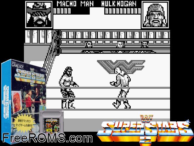 Wwf Superstars 2 (Japan) Gameboy Color game showing 3D box cover and gameplay screenshot