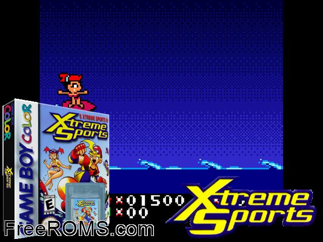 Xtreme Sports Gameboy Color game showing 3D box cover and gameplay screenshot