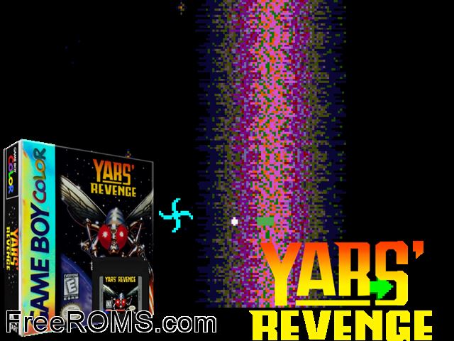 Yars Revenge - The Quotile Ultimatum (Public Domain) Gameboy Color game showing 3D box cover and gameplay screenshot