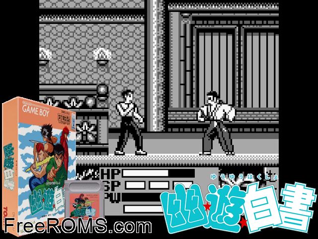 Yuu Yuu Hakusho (Japan) Gameboy Color game showing 3D box cover and gameplay screenshot