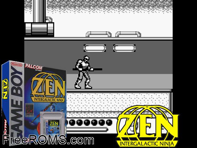 Zen - Intergalactic Ninja Gameboy Color game showing 3D box cover and gameplay screenshot
