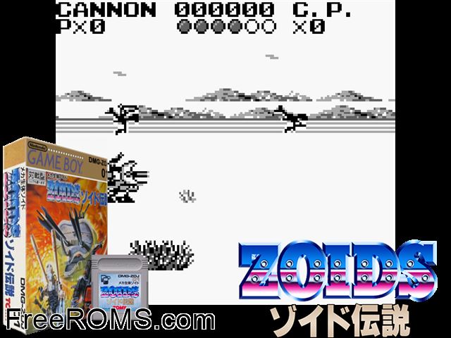 Zoids Densetsu (Japan) Gameboy Color game showing 3D box cover and gameplay screenshot
