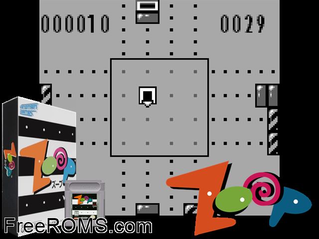Zoop (Japan) Gameboy Color game showing 3D box cover and gameplay screenshot