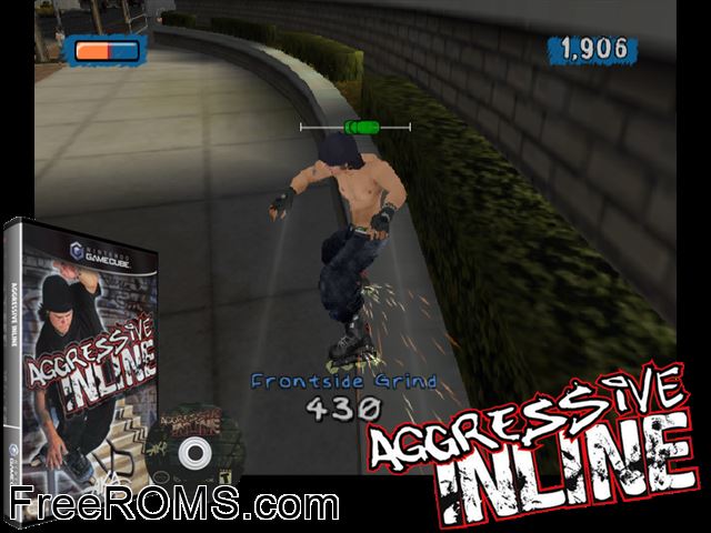 Aggressive Inline Nintendo Gamecube game showing 3D box cover and gameplay screenshot